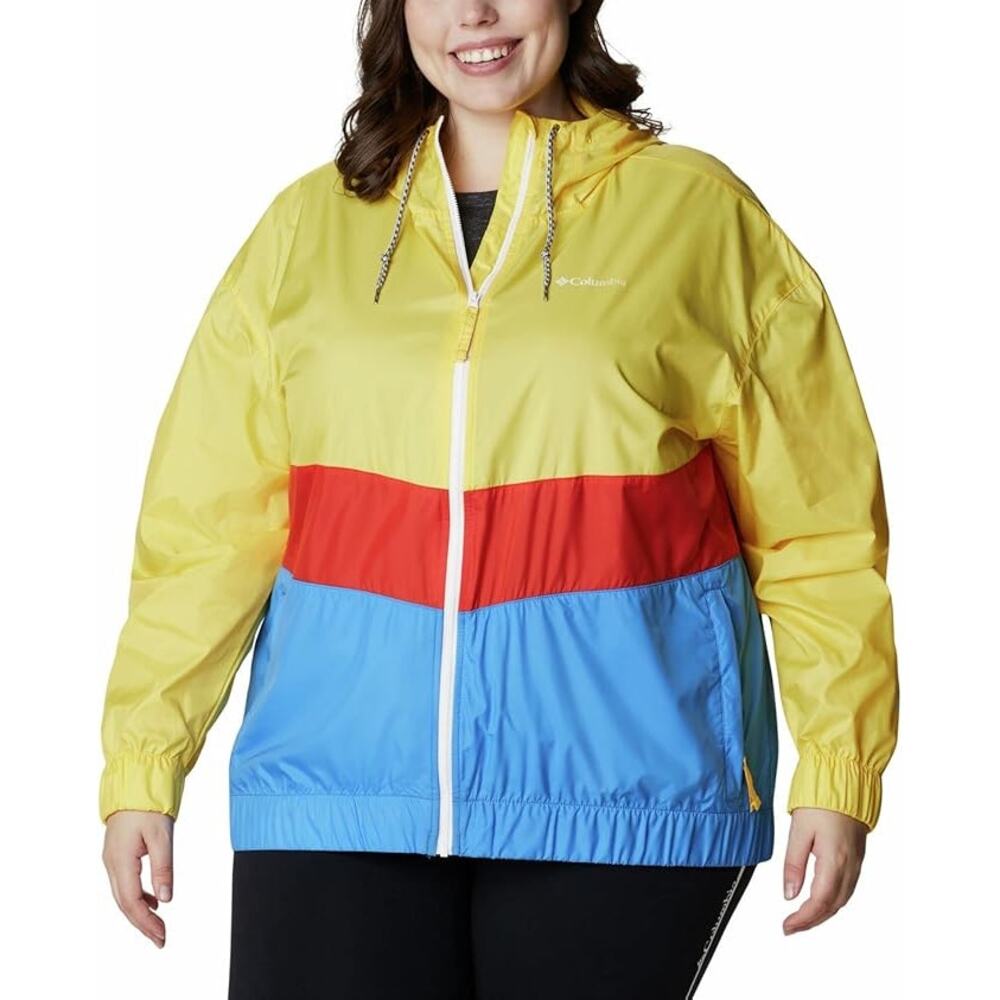Columbia Sandy Sail Women's Plus Windbreaker Jacket 2X Orange NWT